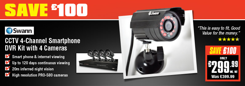 CCTV 4-Channel Smartphone DVR Kit with 4 Cameras
