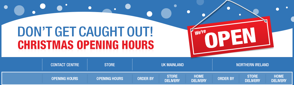 Don't Get Caught Out! - Christmas Opening Times