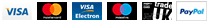 Visa, Mastercard, Visa Electron, Maestro, Screwfix Trade Card, Paypal